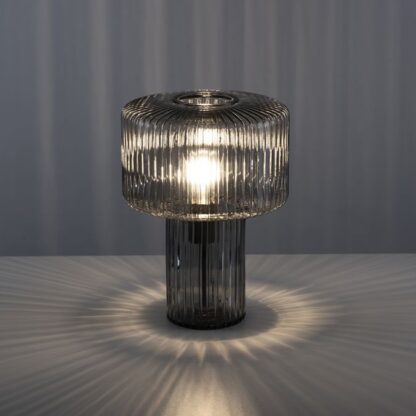Bordslampa FUNGI, glas, rökfärgad, 70-tals design, antik-retro - Bild 3