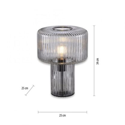Bordslampa FUNGI, glas, rökfärgad, 70-tals design, antik-retro - Bild 2
