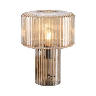 Bordslampa FUNGI, glas, bärnsten, design, E27, antik-retro design