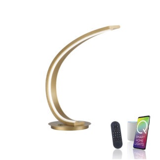 Bordslampa Q-VITO, mässing matt, LED, modern form