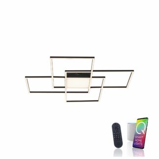 Taklampa Q-ASMIN, smart RGB LED ljus styrning, svart, rektangulär modern desgin