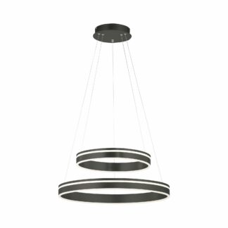Pendellampa Q-VITO, modern svart stor pendelarmatur, smart home funktion