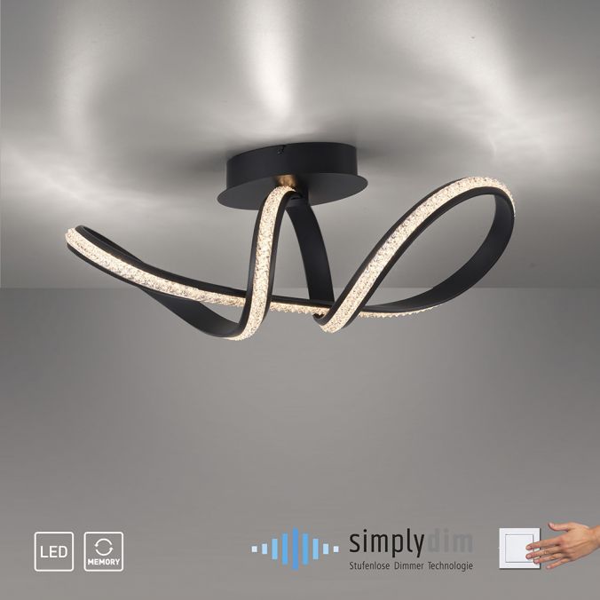 Plafond BRILLA, LED, kristall, svart - Bild 2