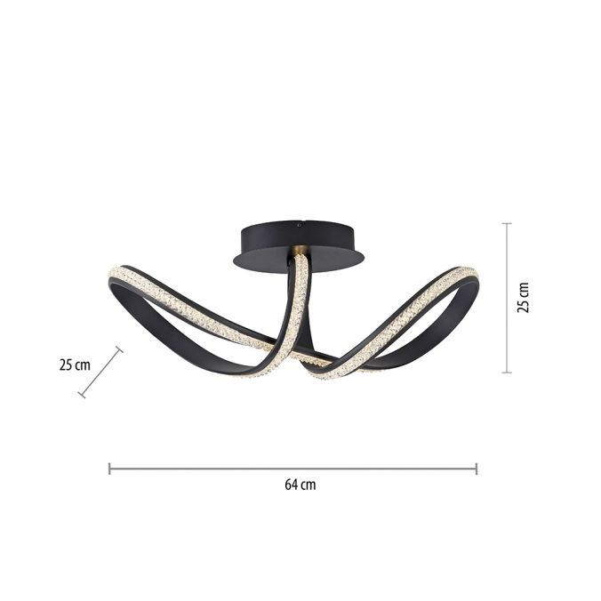 Plafond BRILLA, LED, kristall, svart - Bild 4
