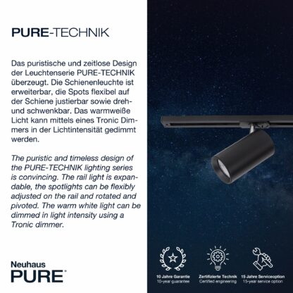 Takspot PURE-TECHN, två spot, modern svart design - Bild 7