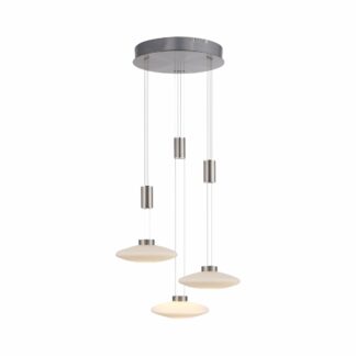 Pendellampa LAUTADA, 3 ljus taklampa till kök eller vardagsrum, stål, glas