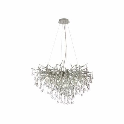 Ljuskrona ICICLE, silver, stor pendellampa med kristall, glasdroppar - Bild 7