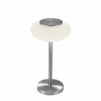 Bordslampa Q-ETIENNE, stål fot med frostad glas