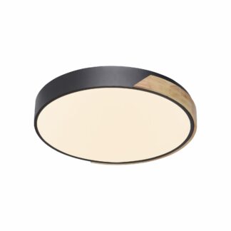 Taklampa Q-BILA, plafond i svart med snygg trädetalj, smart RGB fjärrkontroll