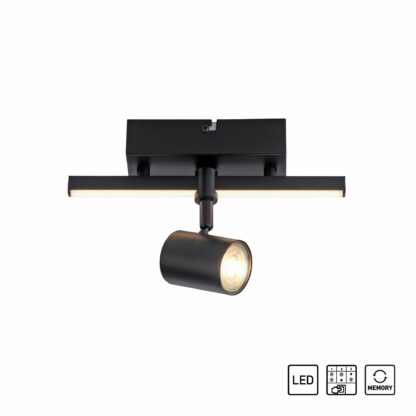 Vägg- och taklampa BARIK, modern enkel spot, svart med LED skena