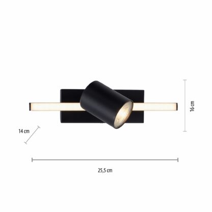 Vägg- och taklampa BARIK, modern enkel spot, svart med LED skena - Bild 7