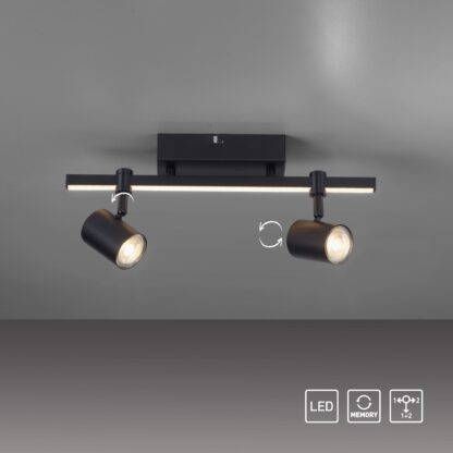 Tak- väggspot BARIK, svart 2 ljus med LED ljusskena - Bild 7