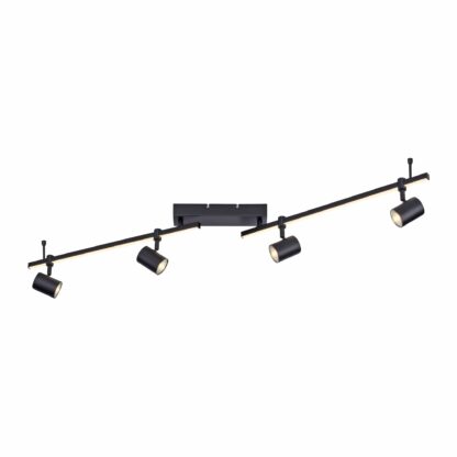 Takspot BARIK, 4 ljus, svart, modern minimalistisk design med LED ljusskena