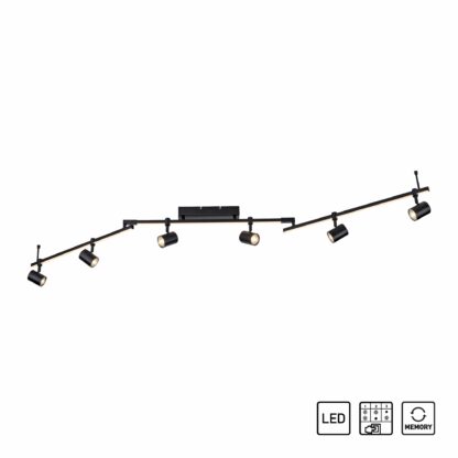 Takspot BARIK, svart taklampa med 6 riktbara LED spotljus, snygg design