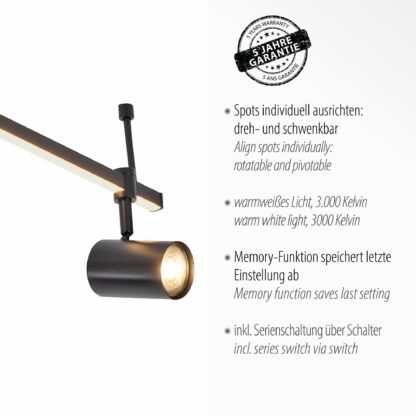 Takspot BARIK, svart taklampa med 6 riktbara LED spotljus, snygg design - Bild 8