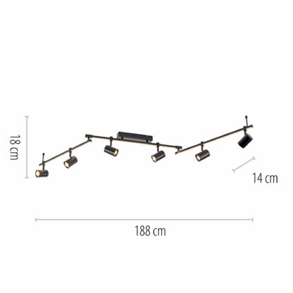 Takspot BARIK, svart taklampa med 6 riktbara LED spotljus, snygg design - Bild 9