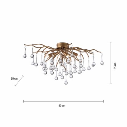 Taklampa ICICLE, unik taklampa, antik mässing, glasdroppar, kristall - Bild 3