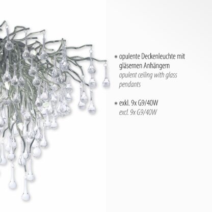 Taklampa ICICLE, antik silver hängande glasdroppar - Bild 7