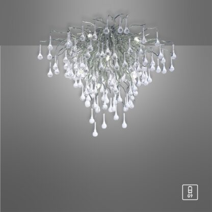 Taklampa ICICLE, antik silver hängande glasdroppar - Bild 6
