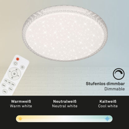Plafond KRISTO, kristalloptik, LED, vit, rund taklampa, ink. fjärrkontroll - Bild 4