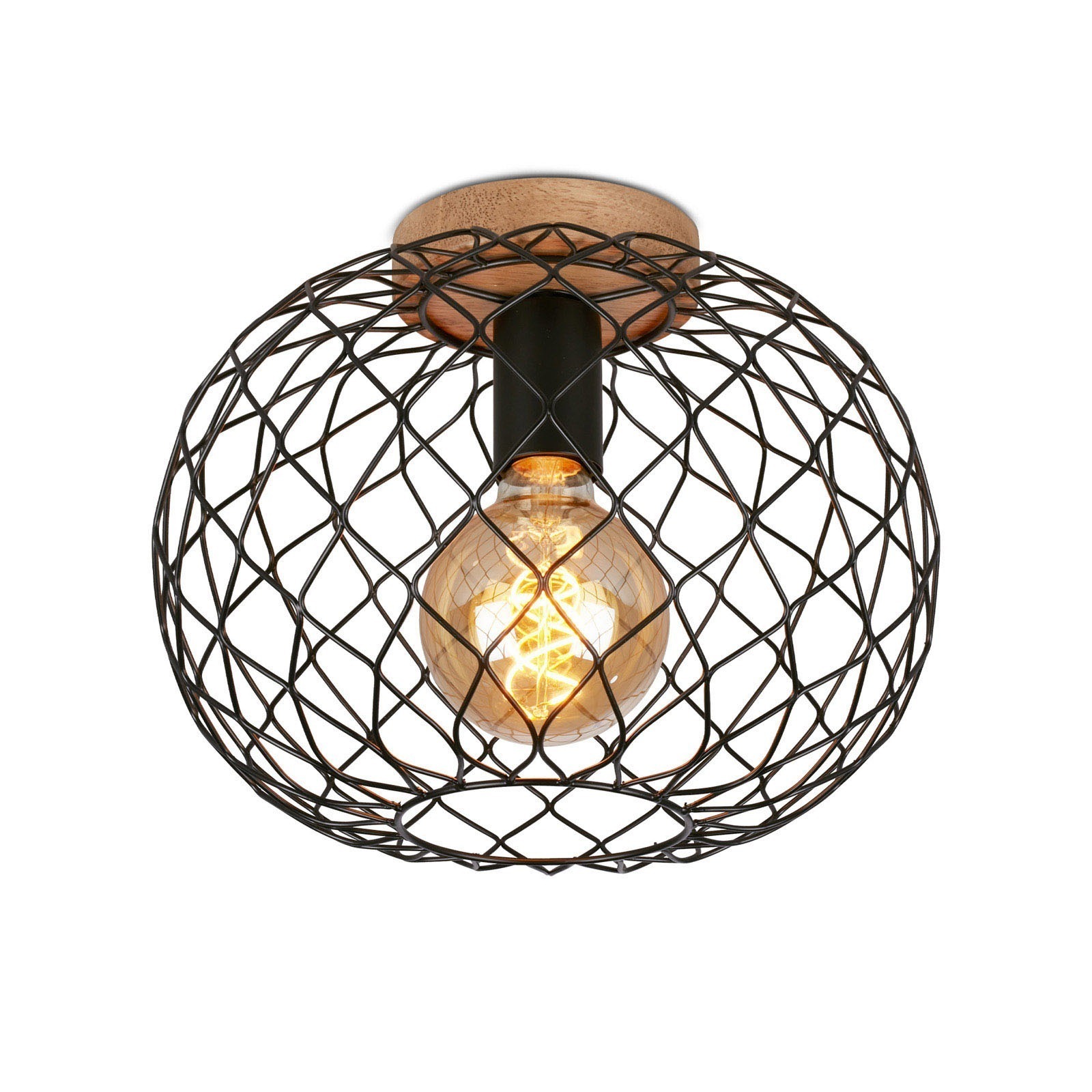 Taklampa WINKI med svart trådskärm, vintage look