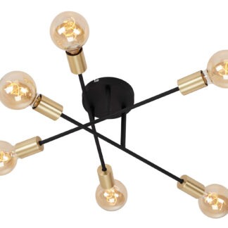 Taklampa META, mässing, svart, 6 ljus, minimalistisk design (kopia)