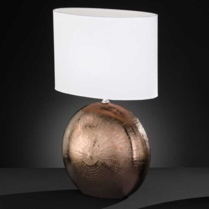 Bordslampa BERTIL, kopparfärgad lampfot med vit tygskärm - Bild 2