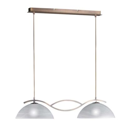 Pendellampa PATILLA, antik mässing, opalglas, klassisk design