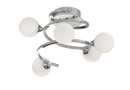 Taklampa AVARY, krom och frostad glas, snygg design
