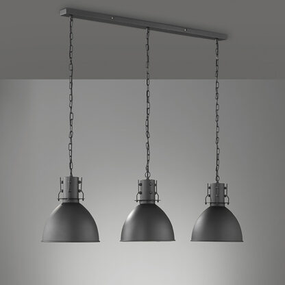 Pendellampa LONDON 3, industri look, matt svart - Bild 6