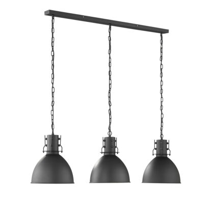 Pendellampa LONDON 3, industri look, matt svart