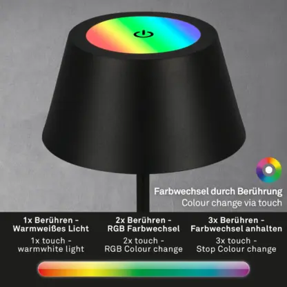 Bordslampa UTA, LED, svart, utomhus, portabel med batteri - Bild 2