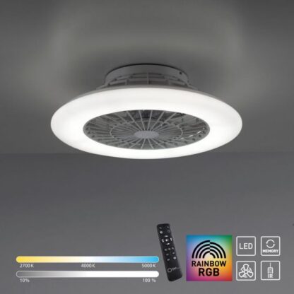 LED taklampa med fläkt HARRI, fjärrkontroll, dimbar, silver - Bild 3