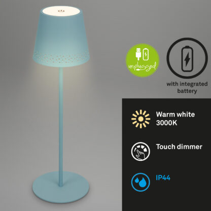 Bordslampa PINO utomhus portabel duvblå batteri LED - Bild 2