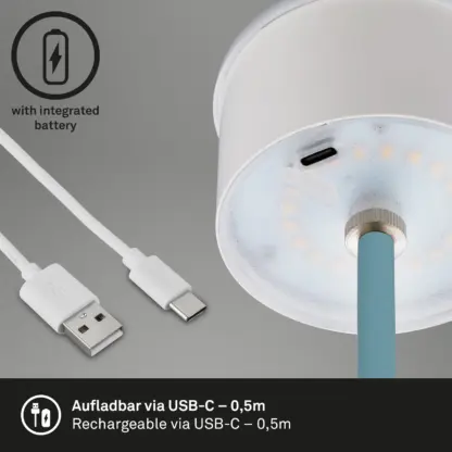 Bordslampa PINO utomhus portabel duvblå batteri LED - Bild 8