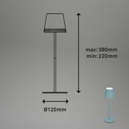Bordslampa PINO utomhus portabel duvblå batteri LED - Bild 5