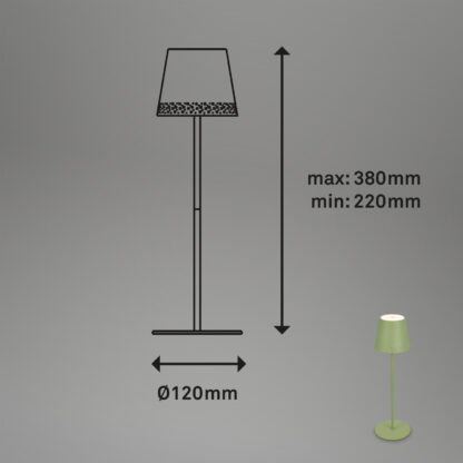 Bordslampa PINO utomhus portabel grön batteri LED - Bild 9