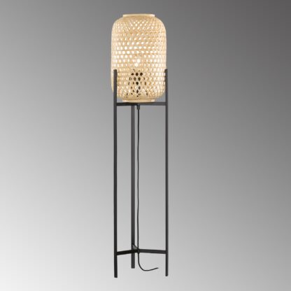 Golvlampa CALLA, svart matt, bambu skärm, naturfärgad - Bild 2