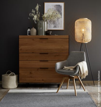 Golvlampa CALLA, svart matt, bambu skärm, naturfärgad - Bild 2