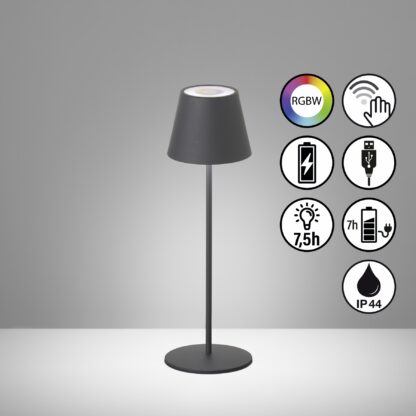 Bordslampa COSENZA, RGB outdoor ljus, grå matt, dimbar med sensor - Bild 4