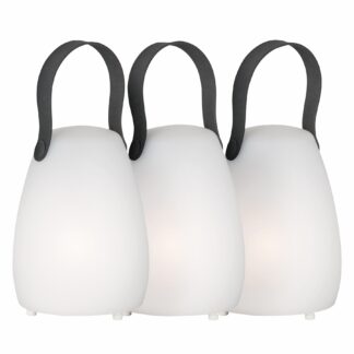 Bordslampa RUBY, 3-set, outdoor ljus, vit, med fjärrstyrning, 3 steg dimbar