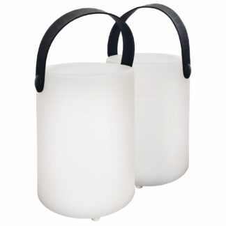 Bordslampa CIRO, 2-set, vit utomhus lampa med svart handtag, fjärrkontroll, 3 steg dimbar