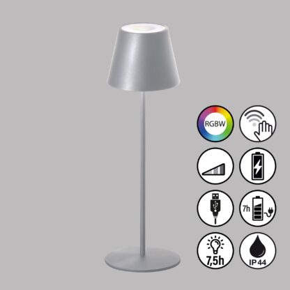 Bordslampa COSENZA, utomhus ljus, silver, med sensor dimbar - Bild 3