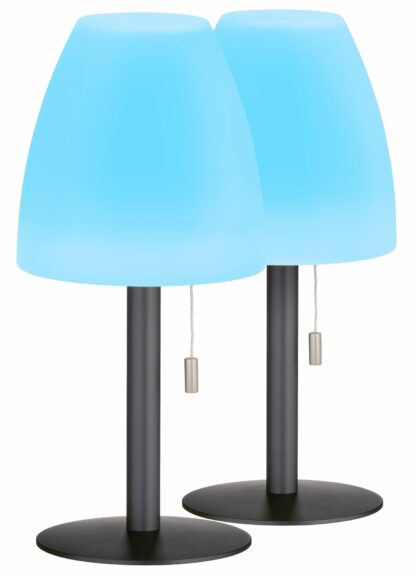 Bordslampa FIUMARA, 2-set, outdoor light, grå, vit, 2 steg dimbar