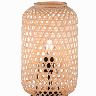 Bordslampa CALLA, beige, flätad bambu skärm