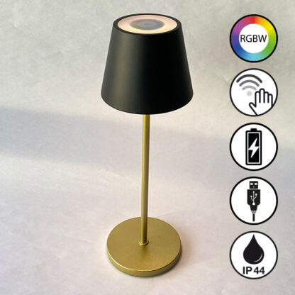 Bordslampa COSENZA 2.0, svart guld portabel utomhus lampa med sensor dimmer