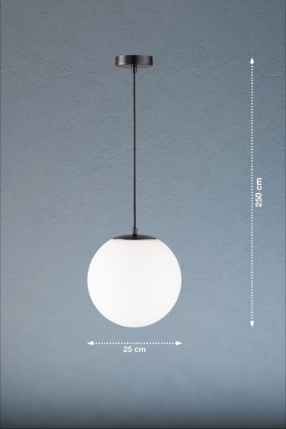 Pendellampa PALAISE, vit glas glob, opal matt finish - Bild 3