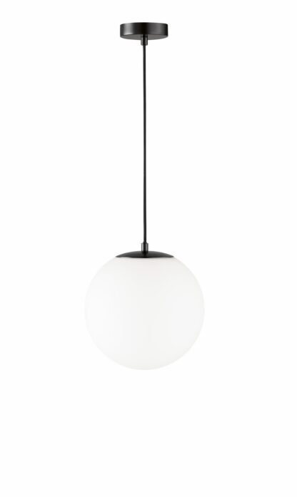 Pendellampa PALAISE, vit glas glob, opal matt finish