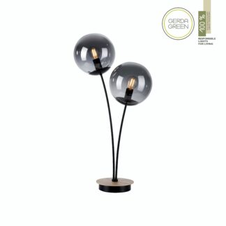Bordslampa GREEN WIDOW, rökfärgad glas, 2 ljus