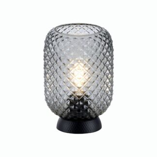 Bordslampa REISHI, snygg liten lampa med rökfärgad glasskärm